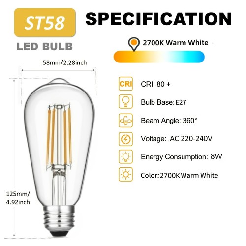Brimax e27 screw bulb st58 - e27,