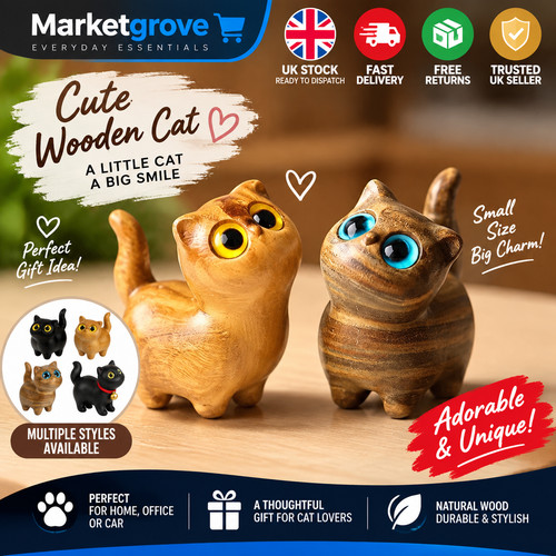 Handcrafted wooden cat - wooden,