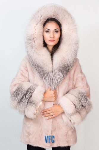 Powder pink mink coat - powder,