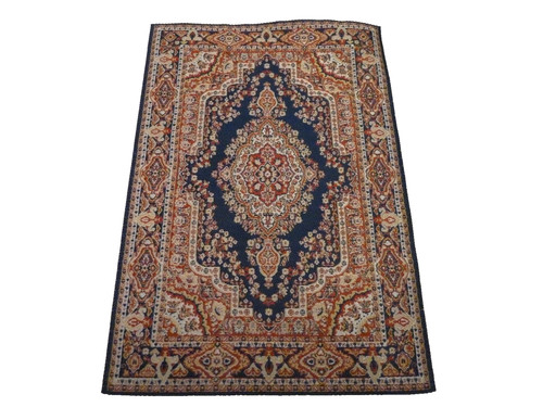 Dolls house rug - navy, patterned