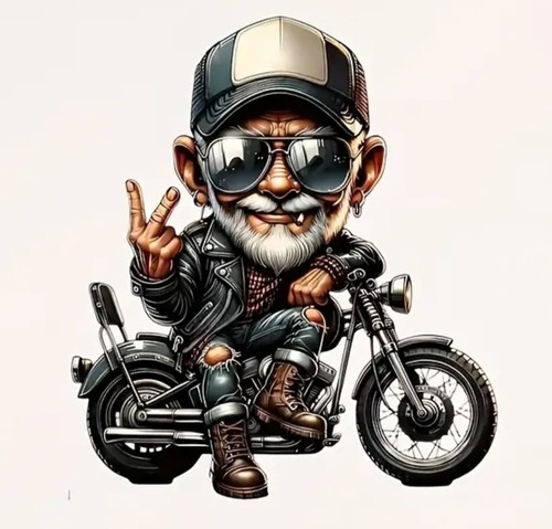 Old biker man - old, vinyl