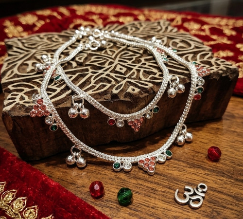 Anklet silver plated foot - anklet,