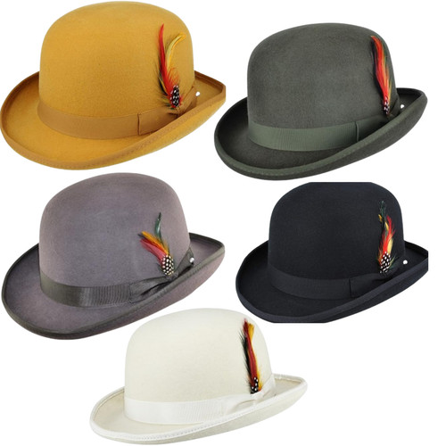 100 wool mens black bowler - wool,