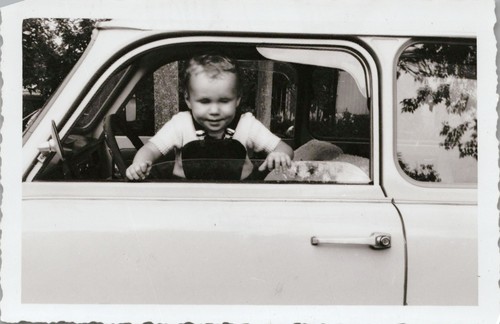 Vtg snapshot cute baby boy - b&w,