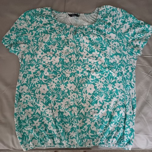 Ladies short sleeve top - short, teal