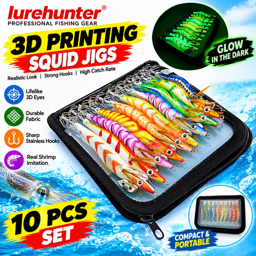 10pc luminous squid jig hook - squid,