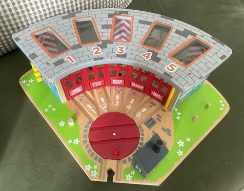Wooden toy train roundhouse - wooden,