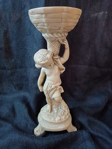 Cherub holding basket resin - basket,