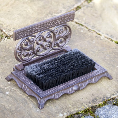 Ornate cast iron boot scraper - ornate,