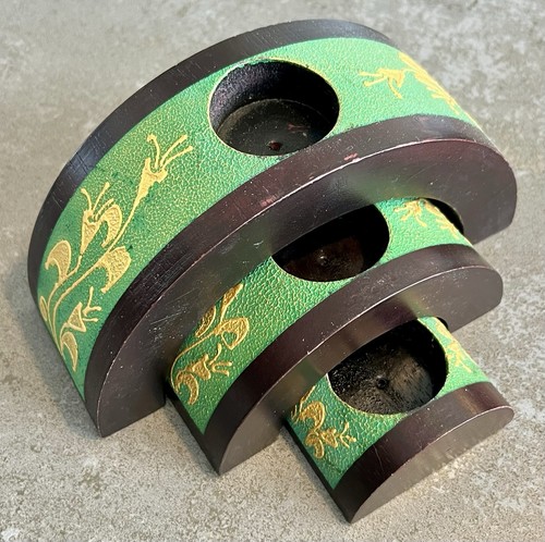 Vtg wood tealight candle - vtg,