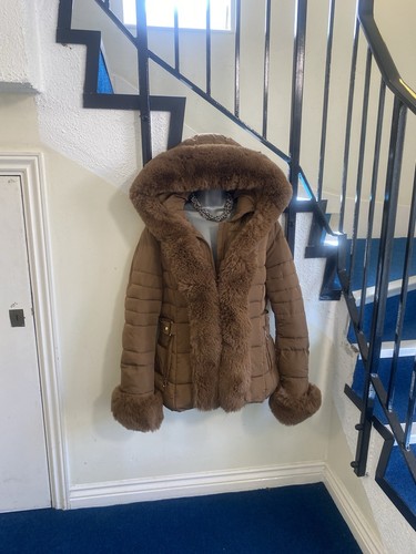Brown faux fur collar - faux,