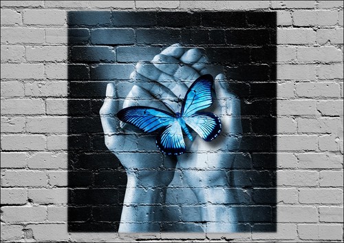 Blue butterfly hands - butterfly,