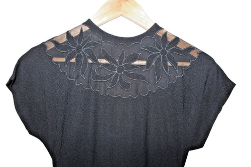 Vtg 1950s 50s black - 50s, crepe
