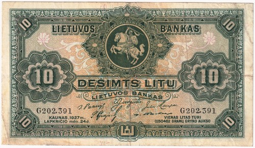 Lithuania litu 1927 p23a - lithuania, 10