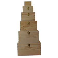  WOODEN BOXES, SET 6 DIFFERENT