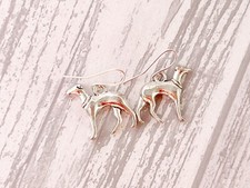 Silver greyhound dog earrings - silver,