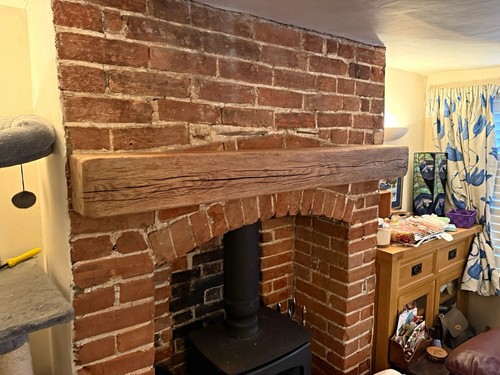 Rustic wood floating mantel - wood,