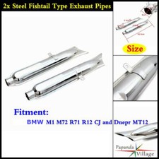 2Pcs Retro Fishtail Pipe Exhaust Muffler For BMW M1 M72 R71 R12 Dnepr MT12