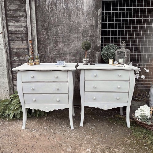 Pair grey painted - pair, rustic