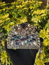 Antique Gold Jeweled Clutch Bag MultiColor Gemstone Bridal Wedding Evening Purse