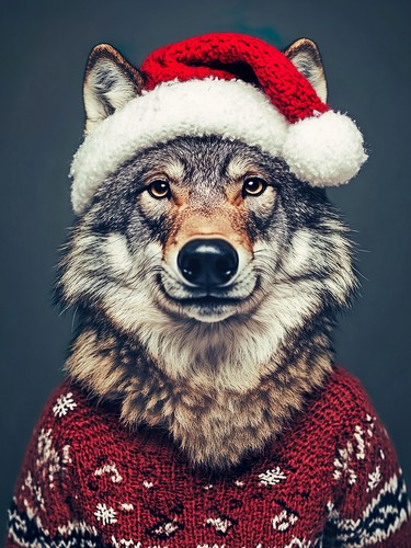Wolf santa hat and sweater - santa,