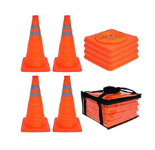 4x 70cm Foldable Traffic Cones