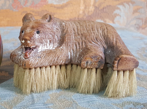 Antique wooden bear brush - antique,