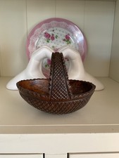 Victorian Sailors Carved Coconut Bugbear Nut Basket- Lovely  Detailed Carving