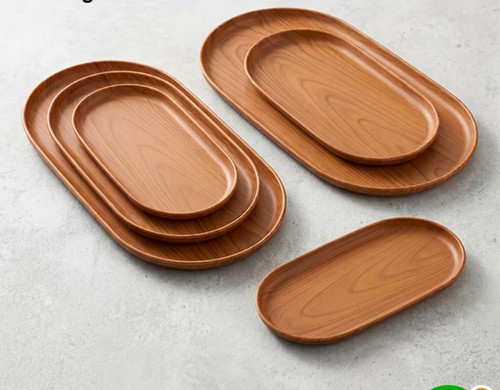 Piece faux wood tray - tray, set
