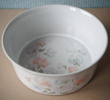 Denby Sweet Pea Deep Round Serving Bowl/Oven Dish, Fine Stoneware Floral 8" VGC