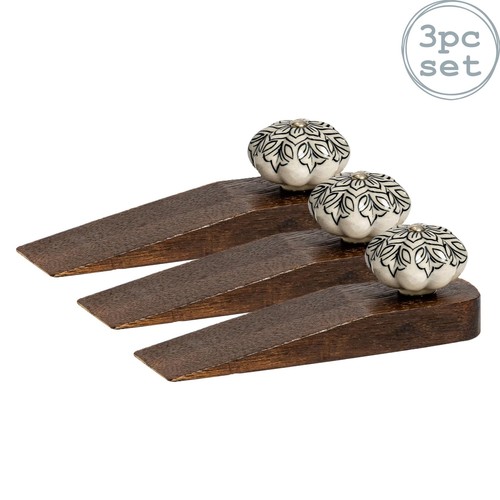 Wooden door stops black - door,