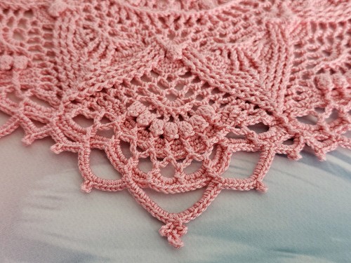 Pink crocheted cotton doily - cotton,