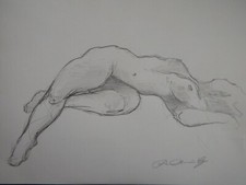 Pencil drawing female - , nude