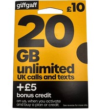 1 x Giffgaff Mobile SIM Card -