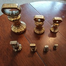  7 Vintage Imperial Bell Brass Weights For Balanced Scales Kitchen 1 Lb-1/4 Oz