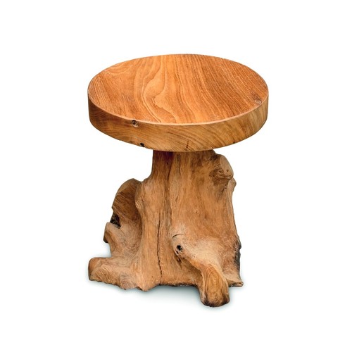 Teak root round lamp table - teak,
