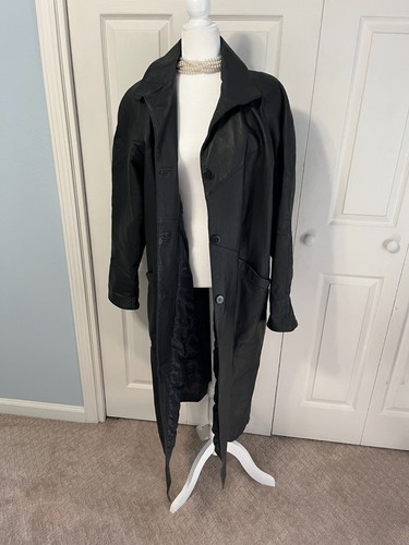 Women duster leather coat - women's,