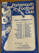 Portsmouth v Birmingham City (Friendly) 1972/1973 - single sheet programme