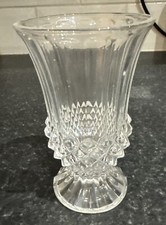 Vintage Cut Glass Vase Small Clear Fluted  Flower 3rd 15th Wedding Anniversary B