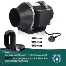 Smoke Inline Inline Bathroom Extractor Fan 4/5/6 Inch Mixed Flow 220m³/hr UK
