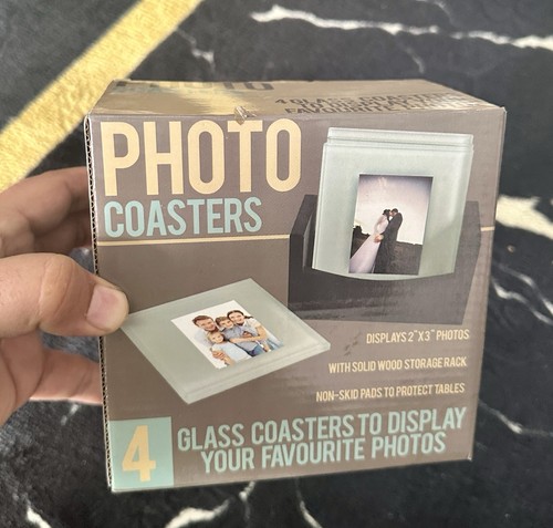 Glass photo coasters set - glass,