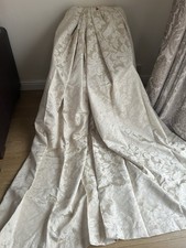 BN HEAVY QUALITY SOFT GOLD/ BEIGE JACQUARD DAMASK CURTAINS/ TIEBACKS 90 X 90 IN