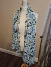Blue Floral Lightweight Scarf