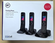 BT Premium Trio Cordless Phone with Answering Machine, Three-Handset, Black Open