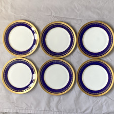 6 x Vintage John Aynsley Georgian Cobalt No 7348 Dinner Plates 10.5" - All 1st