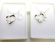 Initial & Platinum Plated Heart with Crystal Necklace Gift Box & Bag