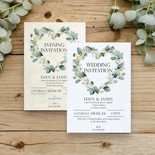 Eucalyptus Wedding Invitations / Evening Reception Invites with envelopes