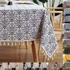 Floral Cotton Linen Tablecloth