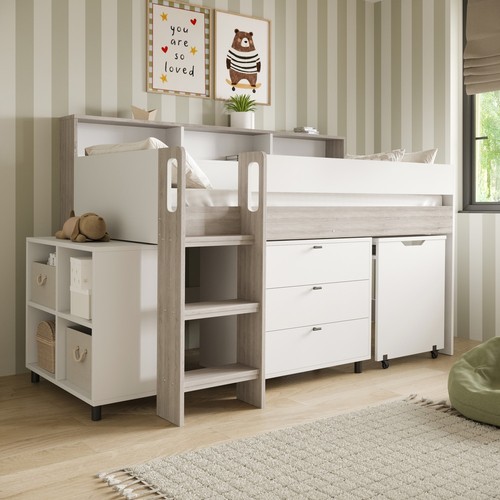 White and oak mid sleeper - white,