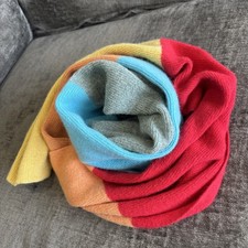 Lambswool & Angora Scarf Boden XL Colour Block 180cm L x 38cm W Rainbow Soft